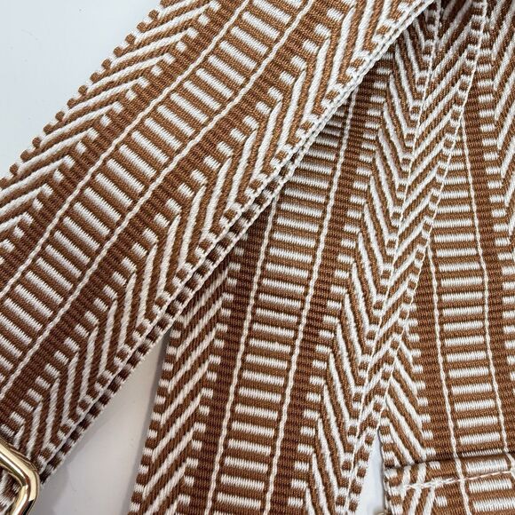 Tan And White Stripe Pattern Adjustable Crossbody Bag Strap New - Picture 2 of 5